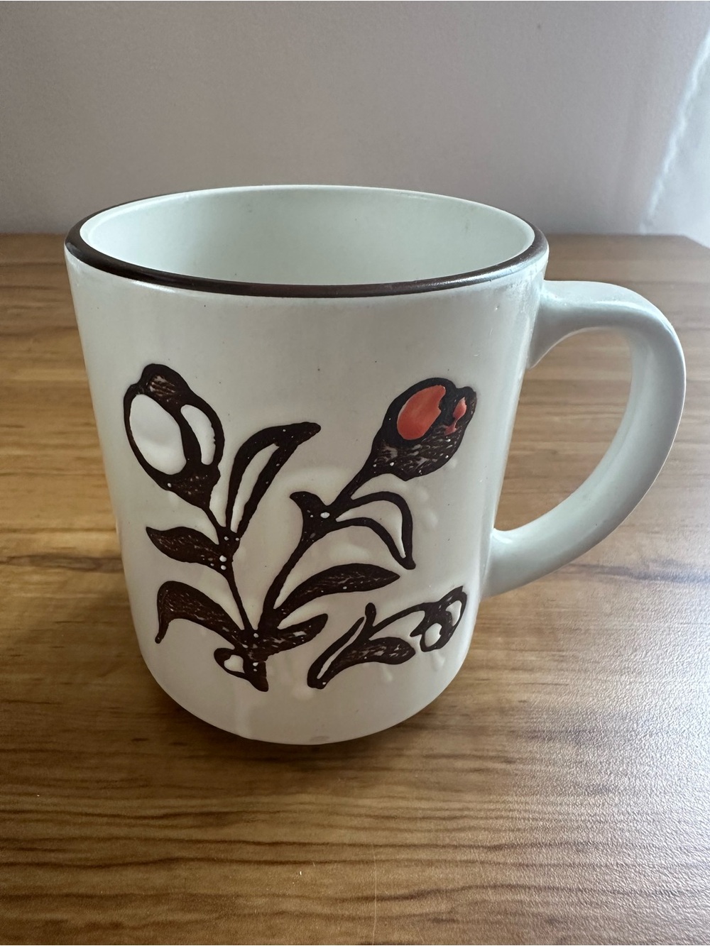 Vintage 1970 Floral Ceramic Mug